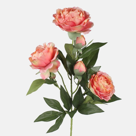 Pioni tekokukka persikka/vaaleanvihreä - Tekokukat.fi