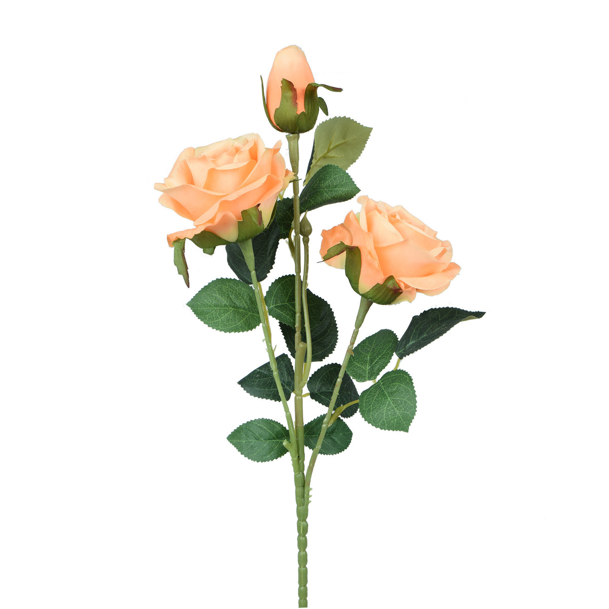 Persikanvärinen tekoruusun kukkavarsi, 58 cm