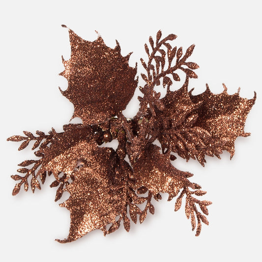 Joulutähti glitterillä klipsissä Ruskea - Tekokukat.fi