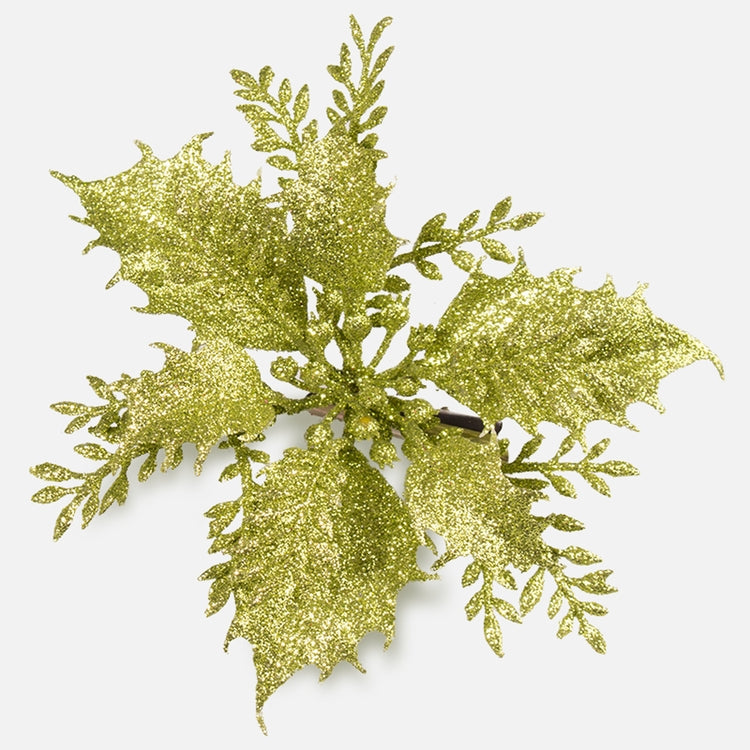 Joulutähti glitterillä klipsissä Luutnantti Green - Tekokukat.fi