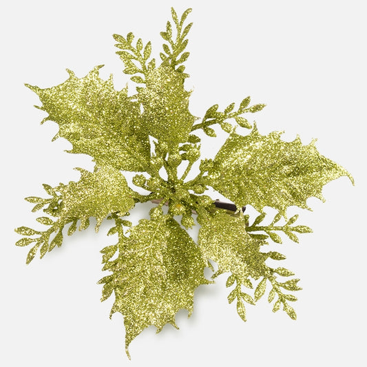 Joulutähti glitterillä klipsissä Luutnantti Green - Tekokukat.fi