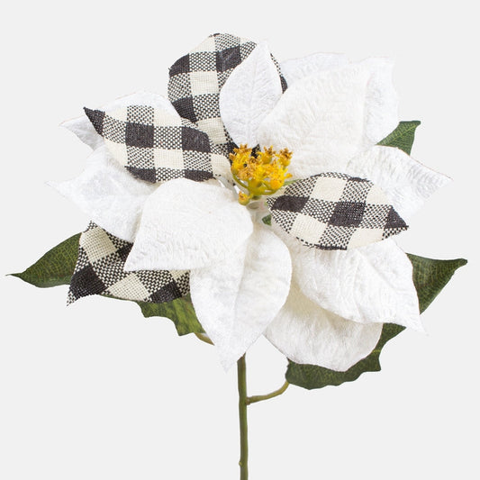 Joulutähti tekokukka kerman ruudullinen - Tekokukat.fi