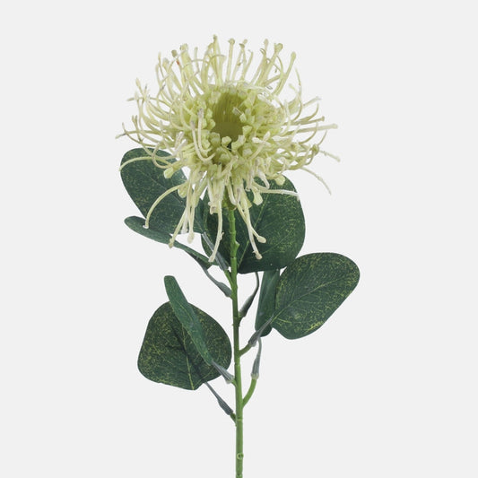 Neulatyyny Protea tekokukka kerma/vihreä - Tekokukat.fi