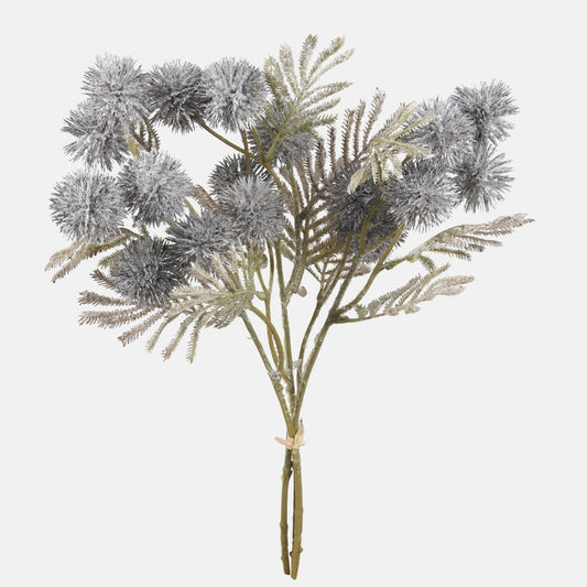 Lumen peittämä echinops-kimppu tekokukkakimppu sininen - Tekokukat.fi