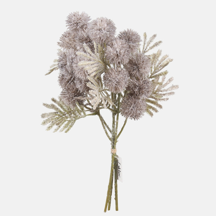 Lumen peittämä echinops-kimppu tekokukkakimppu harmaa - Tekokukat.fi