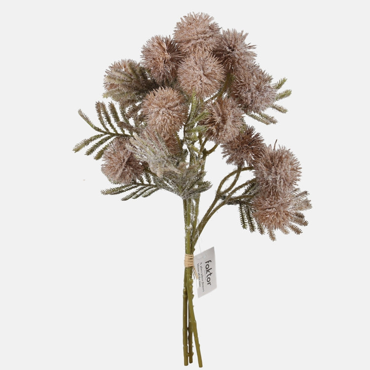 Lumen peittämä echinops-kimppu tekokukkakimppu beige