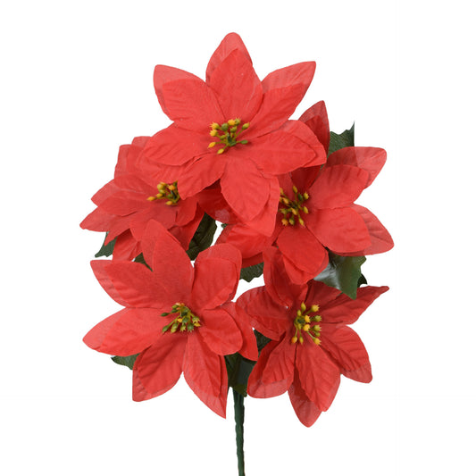 Punainen joulutähti – tekokukkakimppu, 30 cm