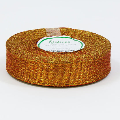 Punainen kulta koristenauha, kimalle, 25 mm