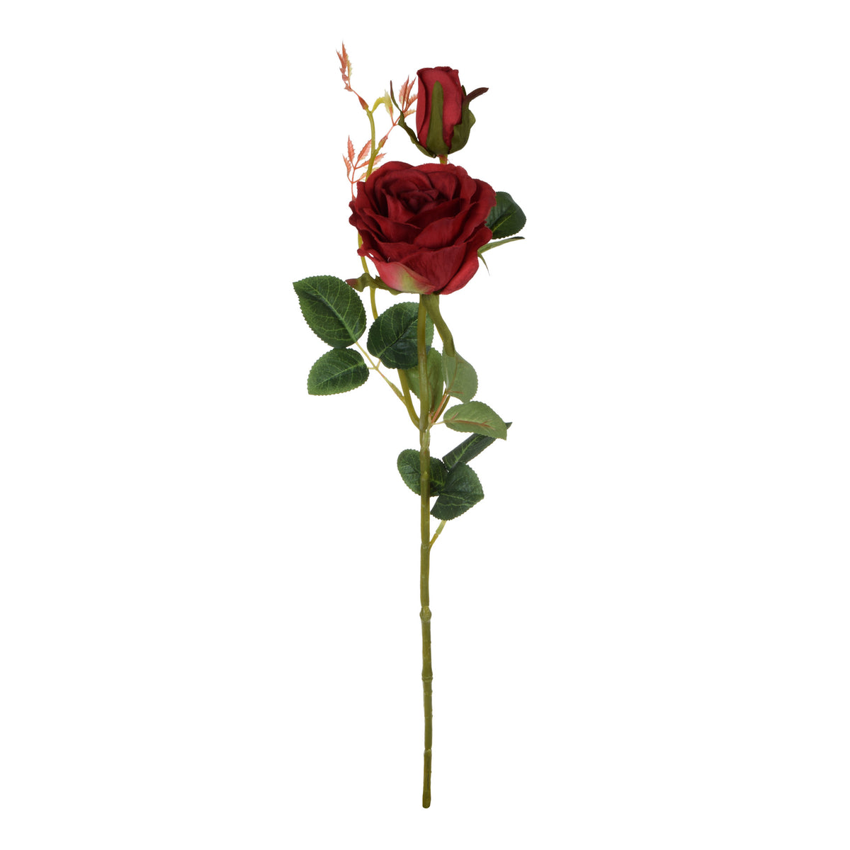 Punainen tekoruusun kukkavarsi, 65 cm