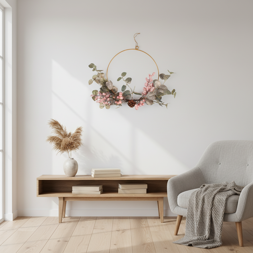 Kranssi marjoilla ja eukalypuksella 25cm - Tekokukat.fi