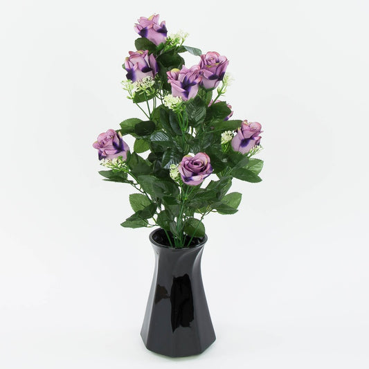 Ruusu silmukimppu x 9 Syksyinen lila/safiirinsininen reuna - Tekokukat.fi