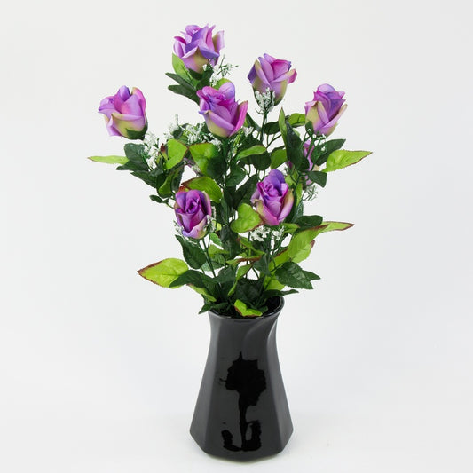 Ruusu silmukimppu x 9 T.T. Lila/ltn Vihreä - Tekokukat.fi