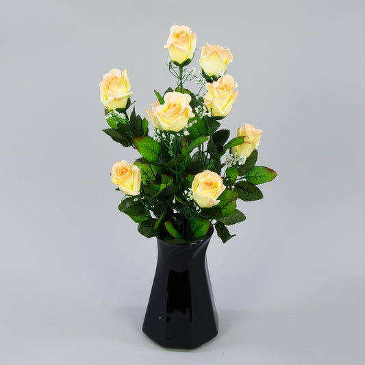 Ruusu silmukimppu x 9 Lt. Keltainen/Persikka - Tekokukat.fi