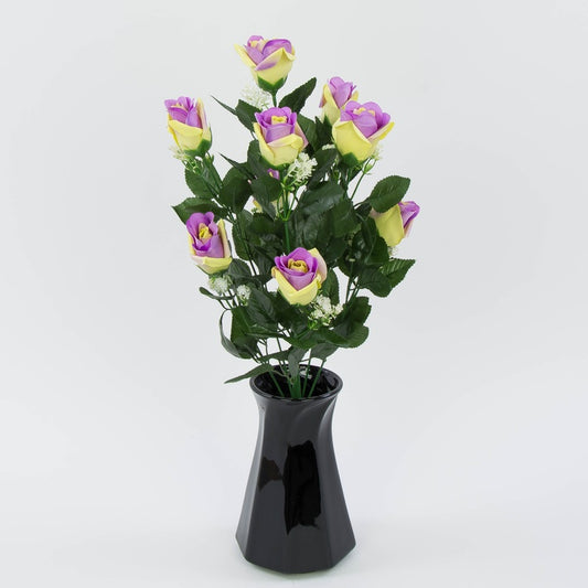 Ruusu silmukimppu x 9 Luutnantti Violet/Lutn. Vihreä - Tekokukat.fi