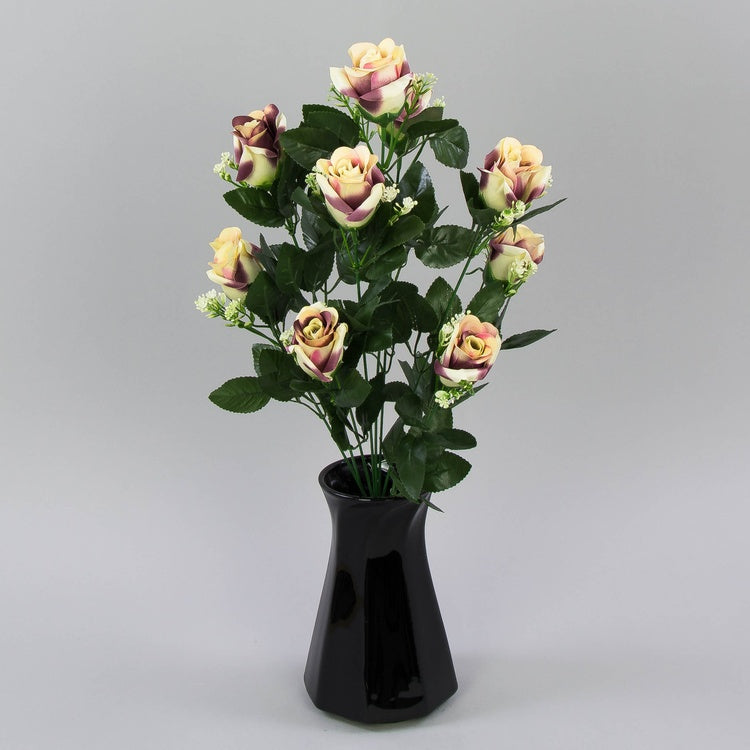 Ruusu silmukimppu x 9 Keltainen/syksyinen Burgundy - Tekokukat.fi