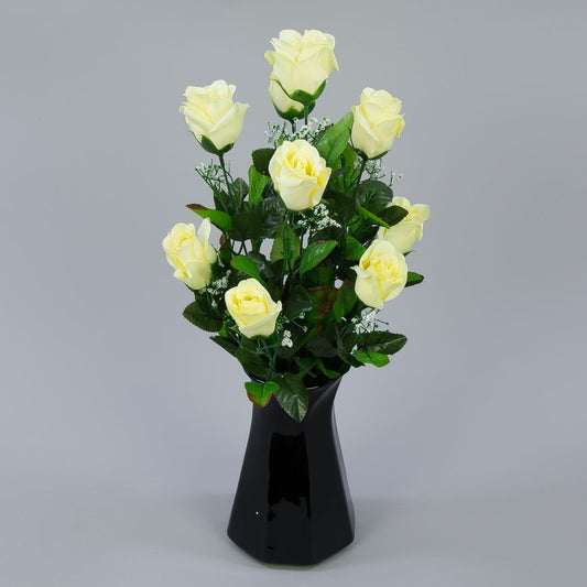 Ruusu silmukimppu x 9 Luutnantti Keltainen - Tekokukat.fi