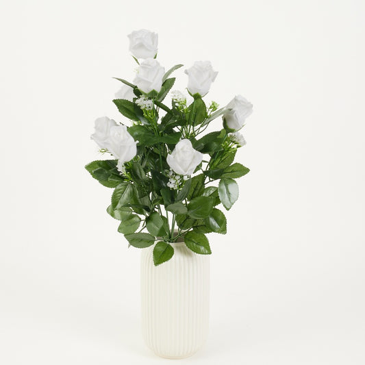 Ruusu silmukimppu x 9 Valkoinen - Tekokukat.fi