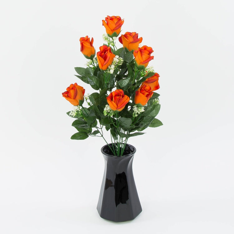 Ruusu silmukimppu x 9 Oranssi/punainen reuna - Tekokukat.fi