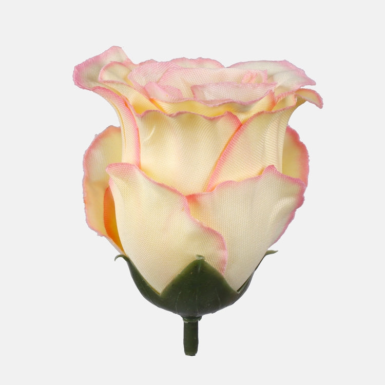 Ruusunnuppu Lt. Keltainen/Pink Edge - Tekokukat.fi