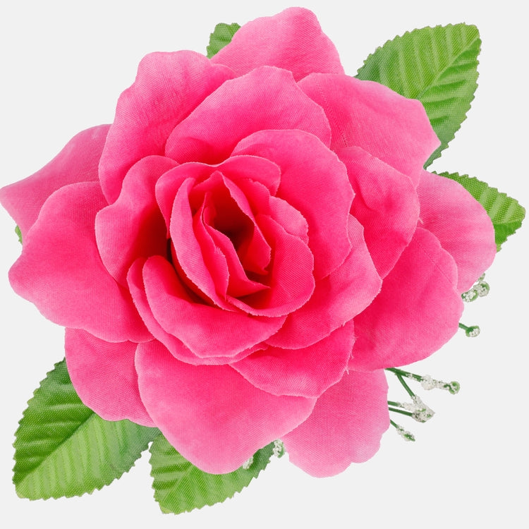 Ruusu lehtineen Vaaleanpunainen - Tekokukat.fi
