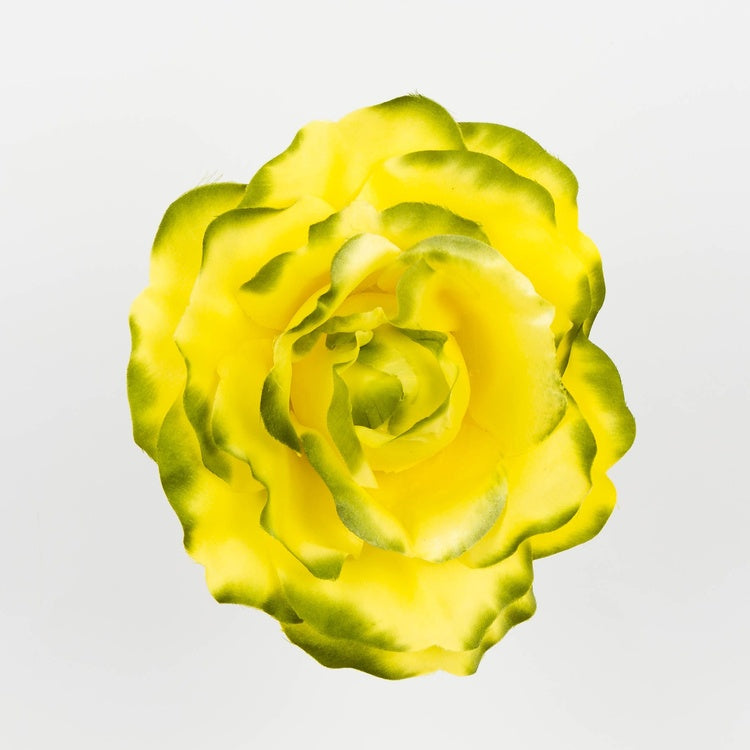 Ruusun pää Keltainen/vihreä reuna - Tekokukat.fi
