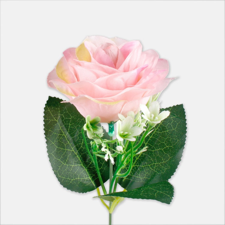 Ruusu tekokukka vaaleanpunainen/vaaleanvihreä reuna - Tekokukat.fi