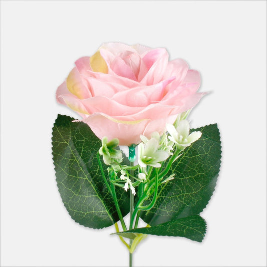 Ruusu tekokukka vaaleanpunainen/vaaleanvihreä reuna - Tekokukat.fi