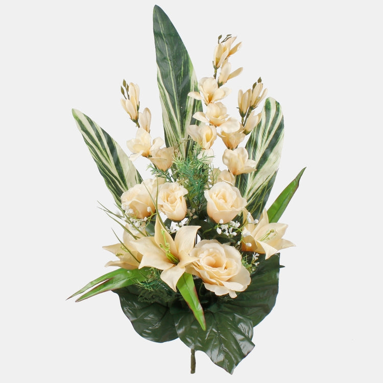 Ruusu/lilja/gladiolus tekokukkakimppu vaalean oranssi - Tekokukat.fi