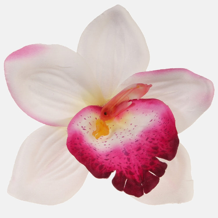 Satiini orkidea Valkoinen/burgundi - Tekokukat.fi