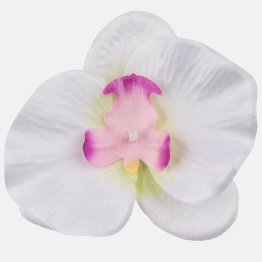 Satiini orkidea Valkoinen/vihreä/vaaleanpunainen keskus - Tekokukat.fi