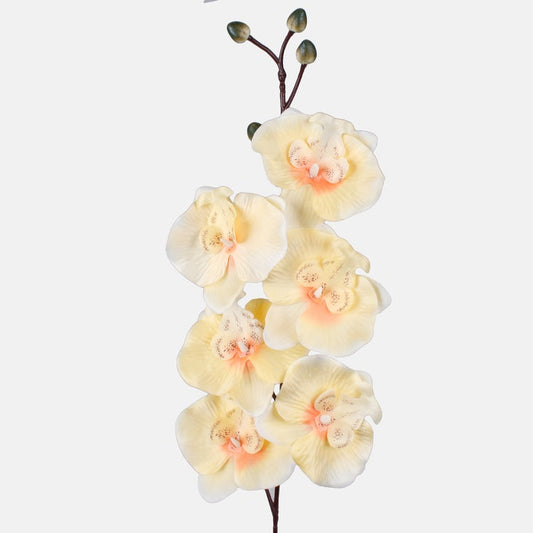 Satiini orkidea tekokukka vaaleankeltainen - Tekokukat.fi