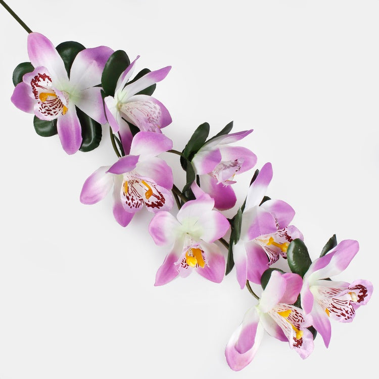 Orkidea tekokukka valkoinen/lila - Tekokukat.fi