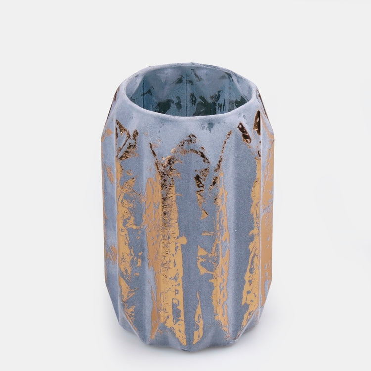 Kullattua lasikynttilänjalka Sininen/kulta - Tekokukat.fi