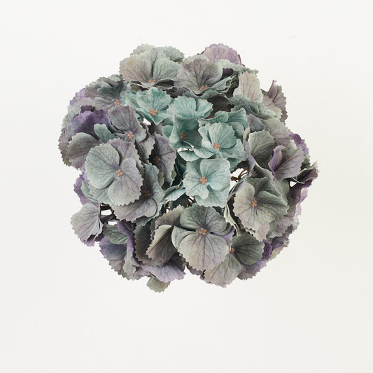 Syksyinen/vihreä/violetti tekohortensian kukkapää, 21 cm