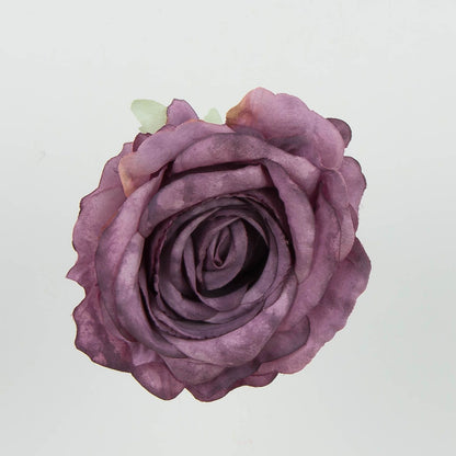 Syksyinen violetti tekoruusun kukkapää, 9 cm