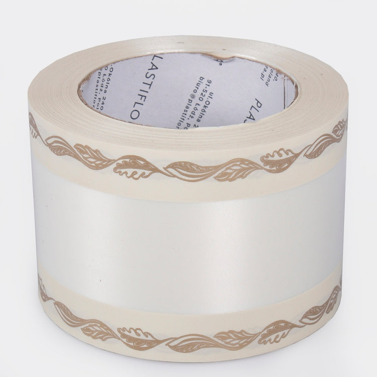 Painettu teippi 8 cm/50 yd Kerma/kulta - Tekokukat.fi