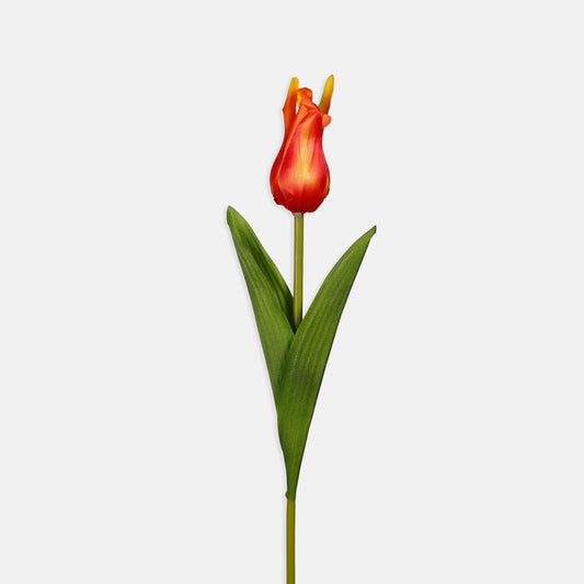 Tulppaani tekokukka oranssi/keltainen/vihreä reuna - Tekokukat.fi