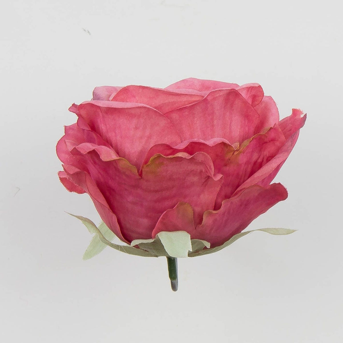 Tumma vaaleanpunainen tekoruusun kukkapää, 9 cm