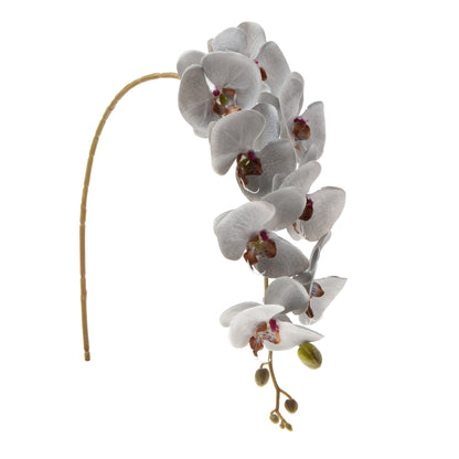 Vaalea harmaa tekoorkidean kukkavarsi, satiini, 92 cm