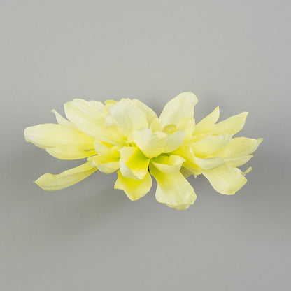 Vaalea keltainen tekodaalian kukkapää, satiini, 17 cm, 12 kpl