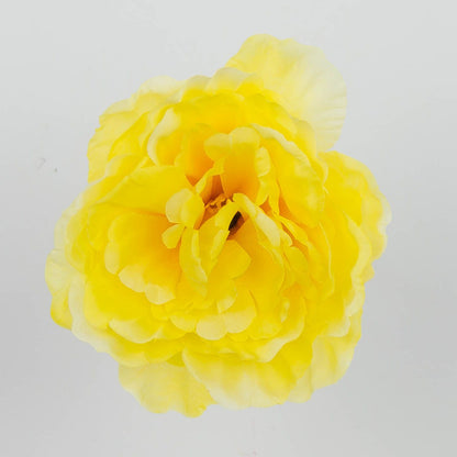 Vaalea keltainen tekopionin kukkapää, 6 cm, 12 kpl