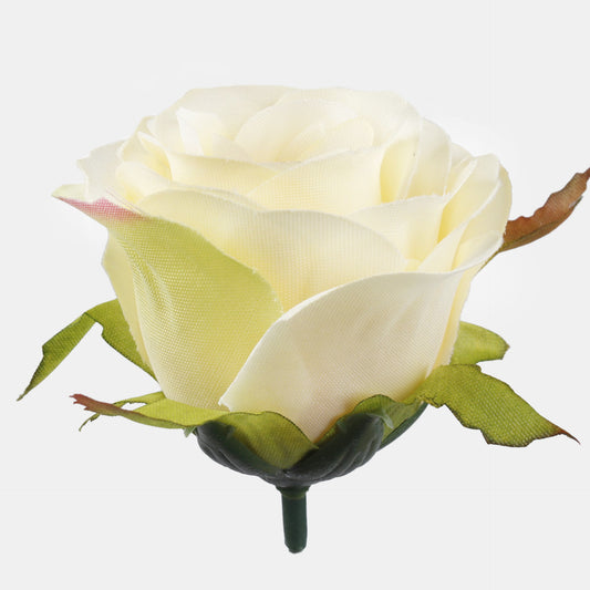 Vaalea keltainen tekoruusun kukkapää, 6 cm