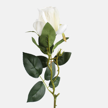 Vaalea keltainen tekoruusun kukkavarsi, 66 cm