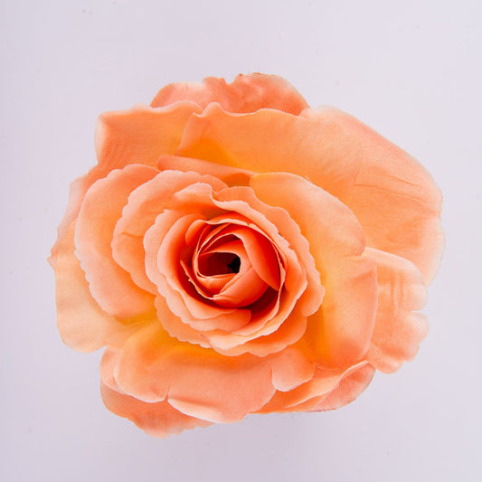 Vaalea koralli tekoruusun kukkapää, satiini, 7 cm, 12 kpl