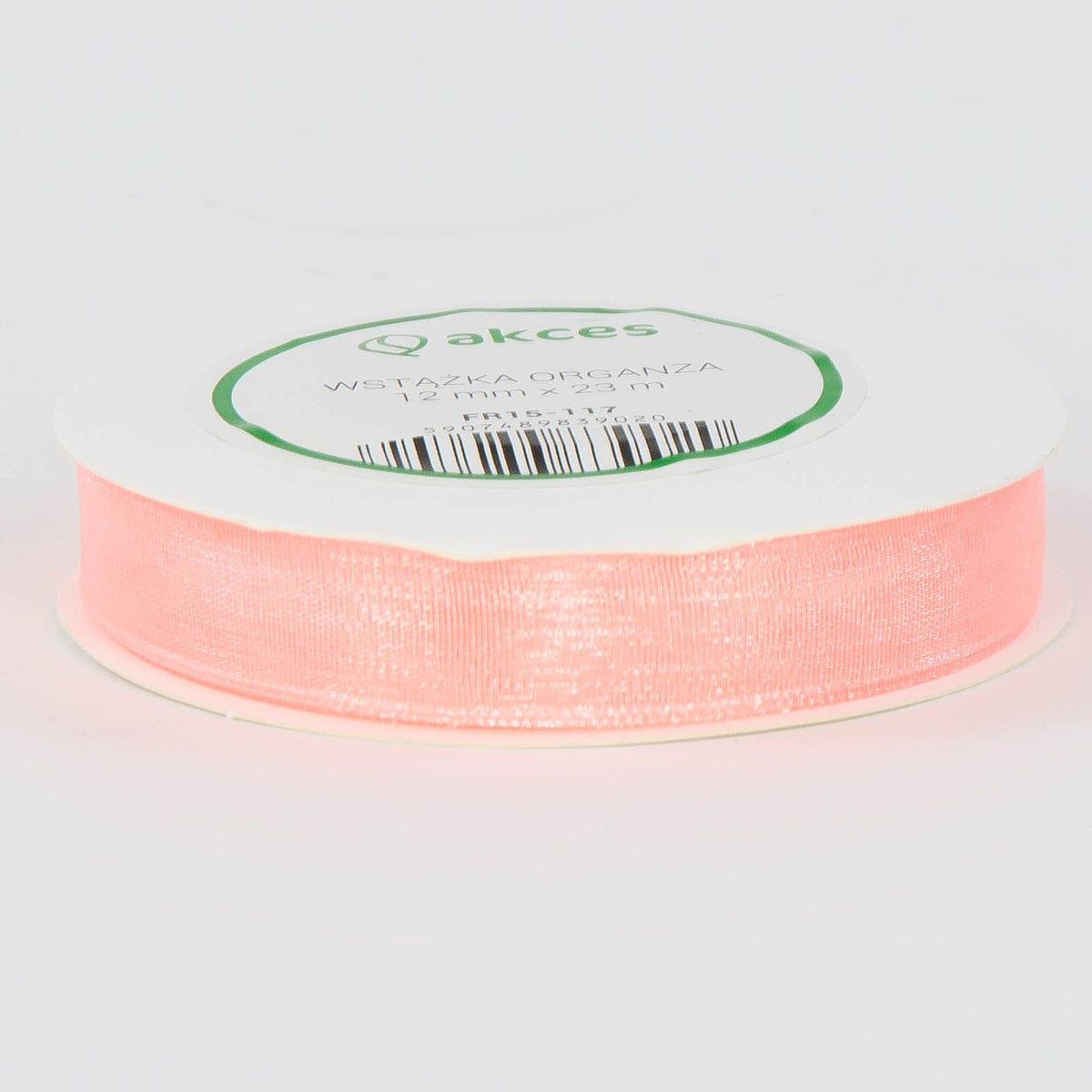 Vaalea lohenpunainen koristenauha, 12 mm