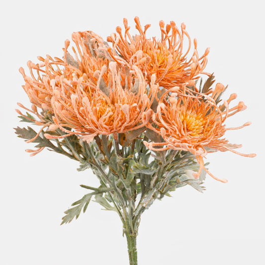 Vaalea oranssi protea – tekokukkakimppu, 32 cm