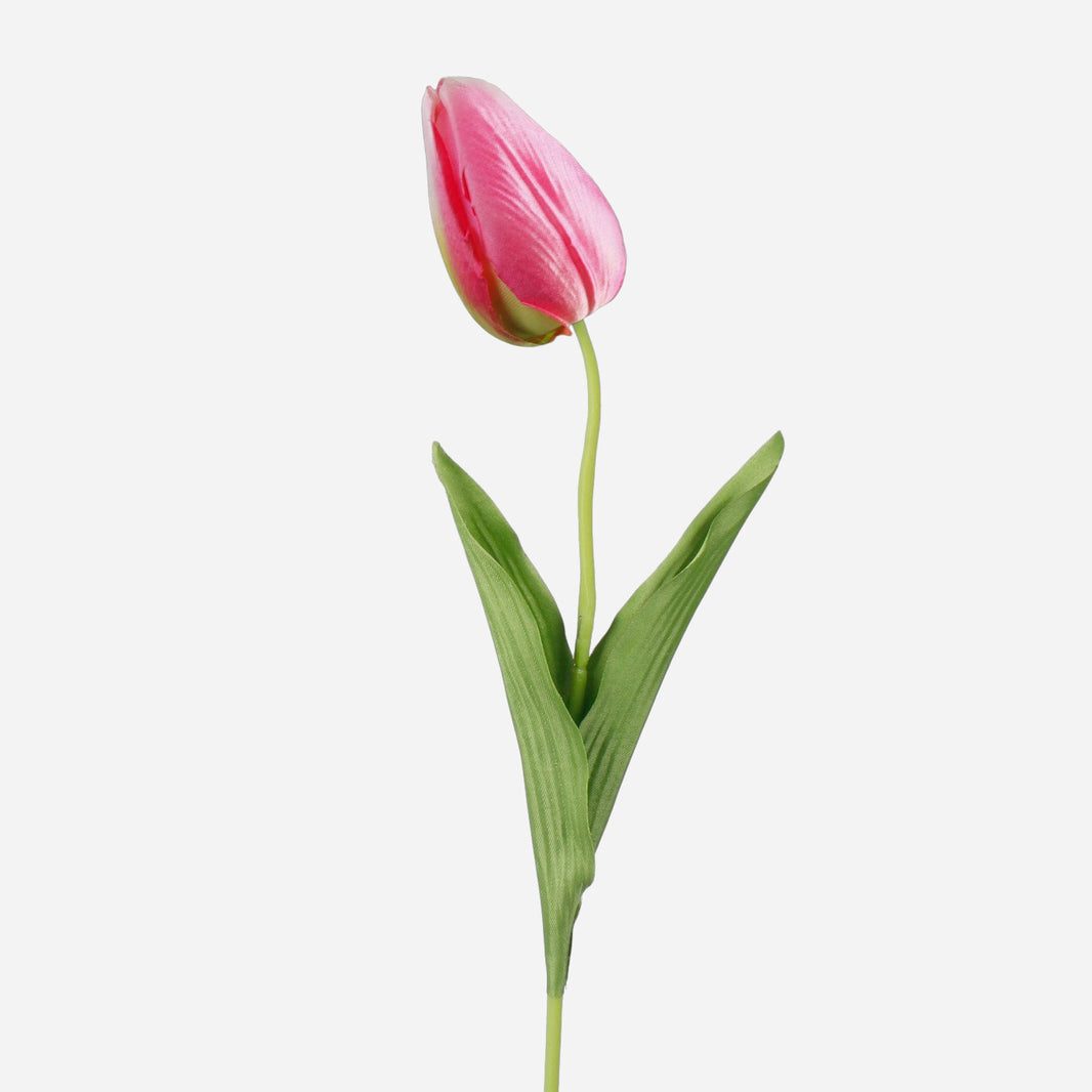 Vaalea/vaaleanpunainen/vihreä tekotulppaanin kukkavarsi, 50 cm