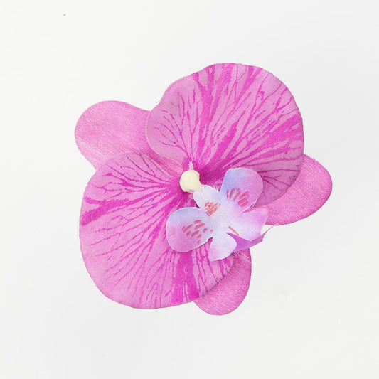 Vaalea violetti tekoorkidean kukkapää, satiini, 11 cm, 12 kpl