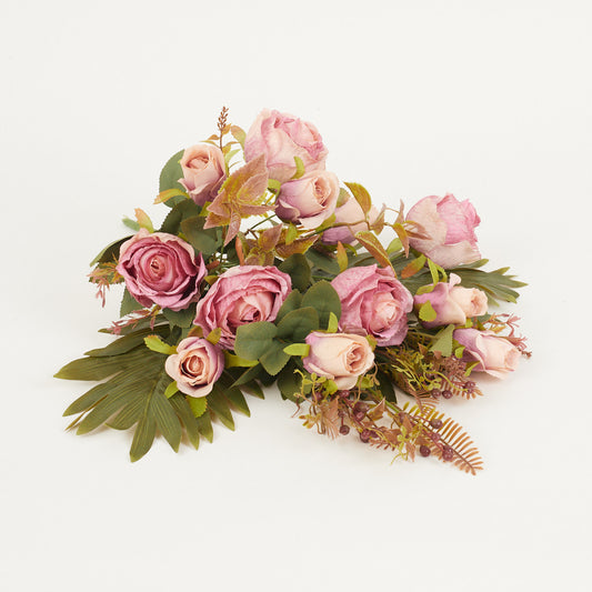 Vaaleanpunainen tekoruusun kimppu, 50 cm