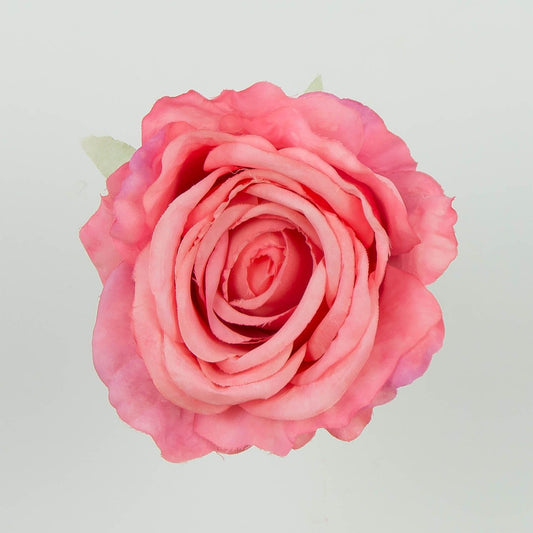 Vaaleanpunainen tekoruusun kukkapää, 9 cm